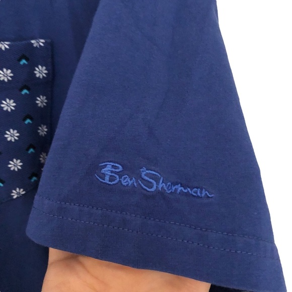 BEN SHERMAN Blue Cotton One-Pocket Tee - Picture 3 of 10